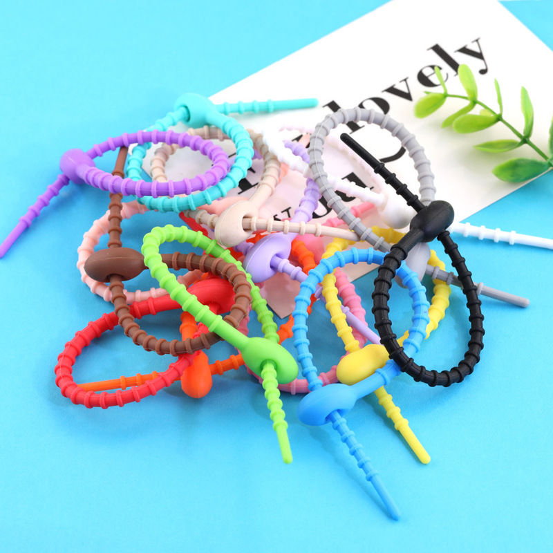 Colorful Silicone Tadpole Rope Cable Tape Cable Tape DIY Handmade Homemade Bag Keychain Self-locking Strap Accessories