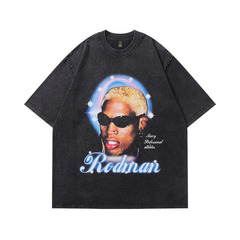 TKPA hip-hop retro Rodman print washable old short-sleeved T-shirt men and women ins American high street fashion brand half-sleeved
