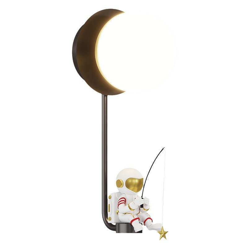 Lámpara de pared de la habitación de los niños simple y creativo moderno dibujos animados astronautas sala de estar iluminación de pared de fondo personalidad dormitorio iluminación de cabezal de cama