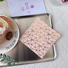 16张一次性粉色烫金纸巾婚礼印花餐巾纸彩色抽纸甜品台装饰纸25cm