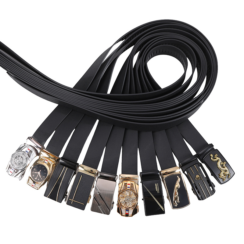 航空腰带男潮男休闲百搭全牙自动扣皮带男士高级感小牛皮纹裤腰带