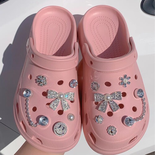 Cross-border Crocs Decoration Removable Shoe Flower Shoe Buckle Ins Style Creative Silver Smiley Series