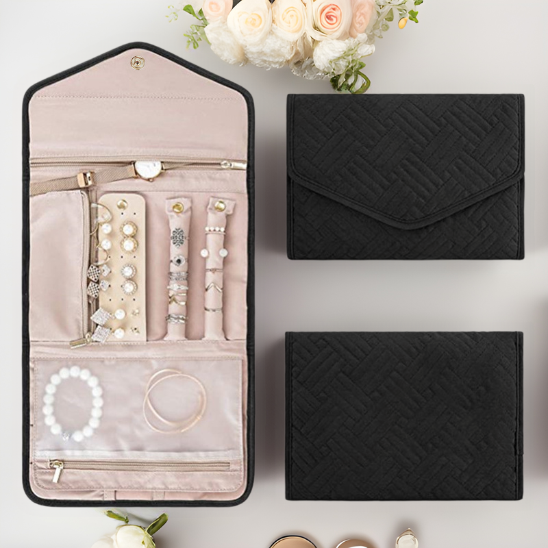 Nuevo multi-funcional collar de la joyería del oído bolsa de almacenamiento portátil de viaje hogar caja de joyería bolsa plegable