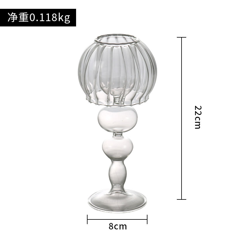 Candelabro de cristal retro de estilo europeo transparente en forma de paraguas trenzado titular de la vela romántica creativa muebles personalizados sala de estar