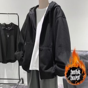 Zipper Cardigan Jacket Men's Spring and Autumn Casual Couple's Sports Jacket Top Autumn Fashionable Loose Hooded Sweater