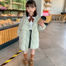 香港冬裝中小童輕薄白鴨絨外套2021年新款女童韓版中長款羽絨服