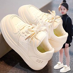 女童鞋板鞋春秋2025新款男童运动小白鞋低帮中大童女孩白色软底潮