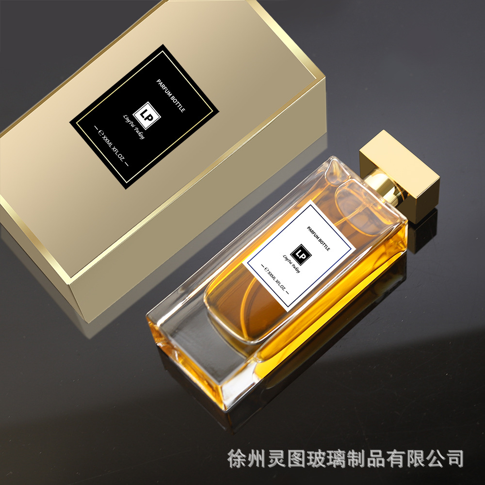 批发玻璃香水瓶分装瓶100ml高级喷雾瓶卡口轻奢风扁方形化妆品空