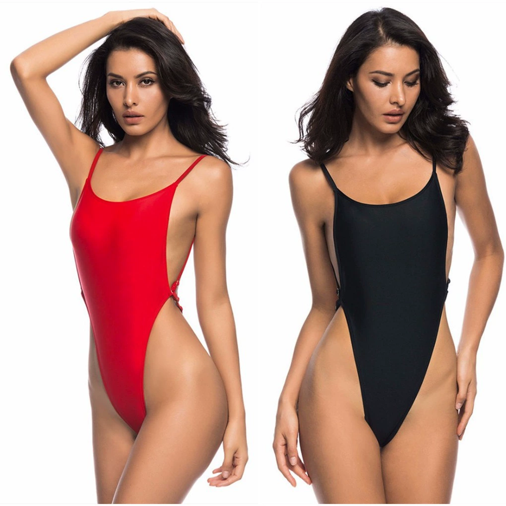 Внешняя торговля Amazon, Цельный купальник в европейском и американском стиле, женский сексуальный однотонный купальник-бикини с открытой спиной и покрытием живота 866828