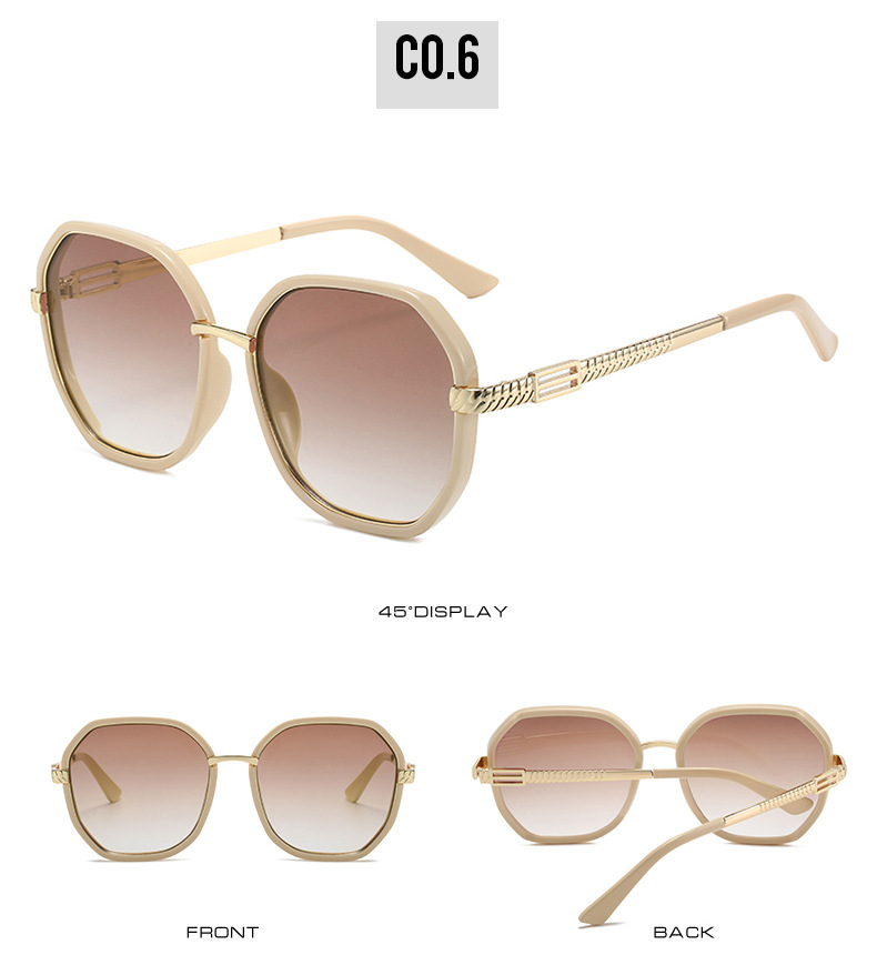 Women'S Gender Patchwork Design Elegant Style Elegant Square PC UV400 Protection Round Frame Patchwork Full Frame Women's Sunglasses