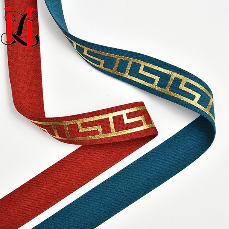 提花松紧带彩色印花烫金字母印刷回型弹力带 内衣瑜伽裤腰松紧带