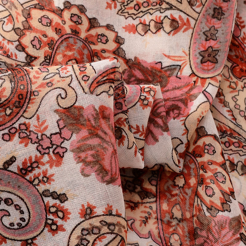 Las exportaciones transfronterizas de algodón y lino sienten bufanda caqui anacardo impresión foto de viaje decoración protector solar chal Toalla de playa