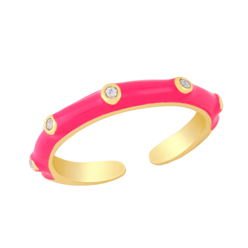 Vente En Gros Bague En Cuivre Zircone Micro-incrustée Couleur Bonbon Nihaojewelry display picture 9