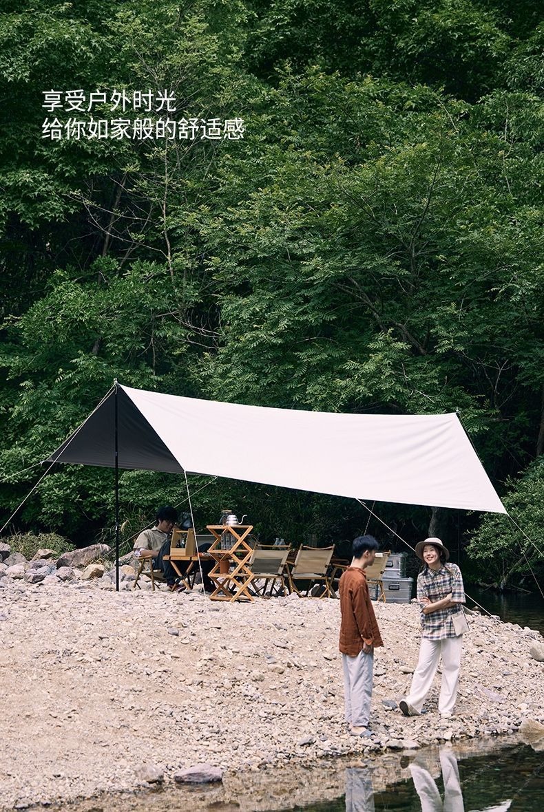 Cross-Border Vinyl Camping Tarp Outdoor 3-4 Person Thickened Coating Rainproof Sun Protection Portable Camping Gear Wholesale