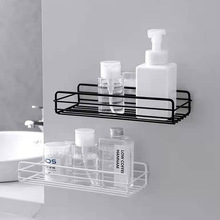 浴室置物架免打孔卫生间收纳架铁艺多功能墙上长条架厨房洗漱用品