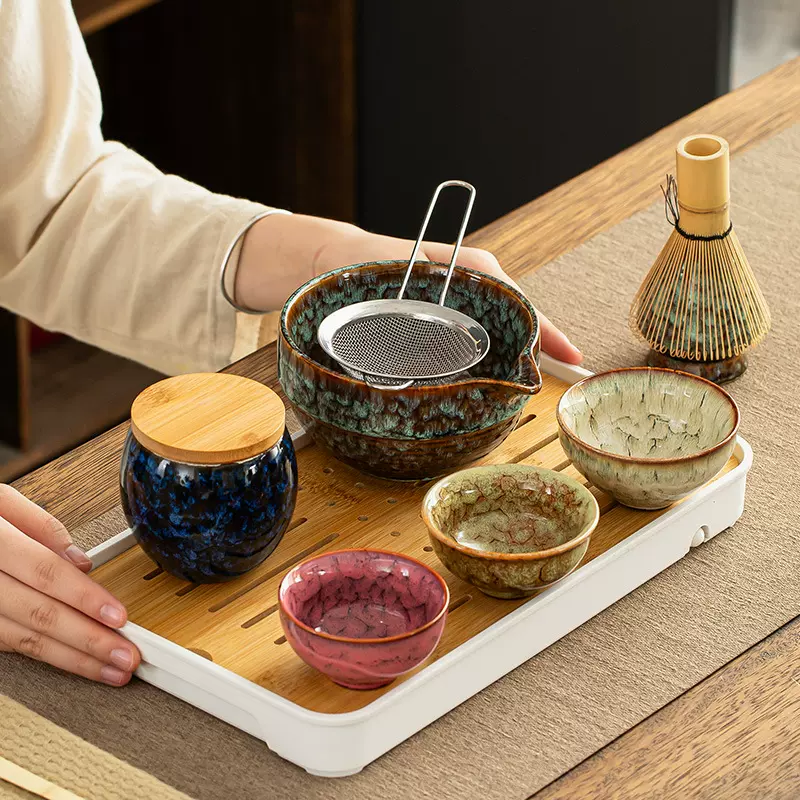陶瓷抹茶碗茶筅抹茶刷百本立茶筅立组合点茶抹茶打茶器礼盒套装