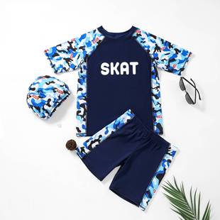 Children's Swimsuit Big Boy's Split Swimsuit Boys' Large Size Swimsuit Sunscreen Swimsuit for Teenagers