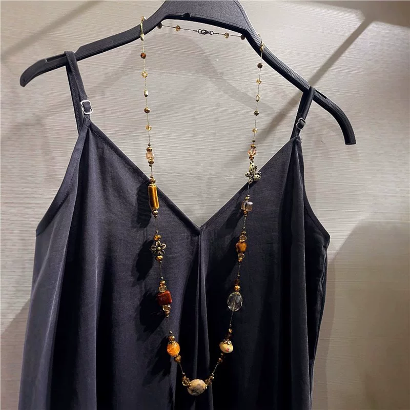 Подлинно оформленный браслет из бус handmade, длинное высококлассное ожерелье, элегантная цепь, универсальный модный свитер, западный стиль