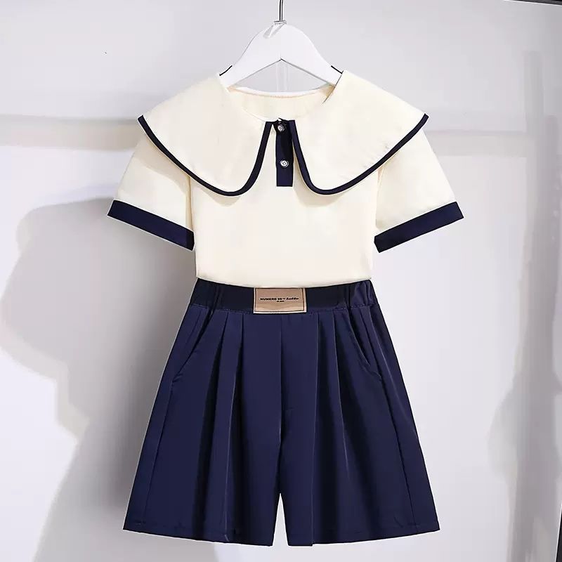 2024 New College Style Two piece Summer Internet Celebrity Fashionable Versatile Leisure Art Girls' Set_voghion.com