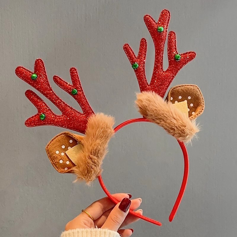 クリスマスの赤いスパンコール鹿の角のカチューシャ|undefined