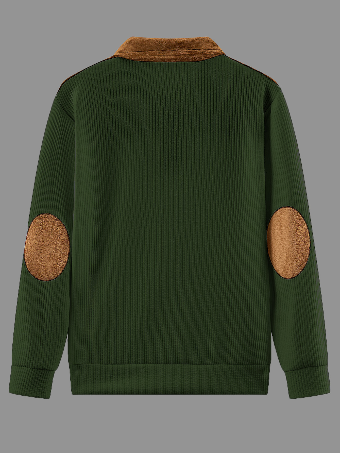Men's Suede Patchwork Knit Polo Shirt Breathable Casual Pullover_voghion.com