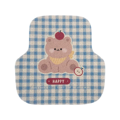 Cartoon Car Floor Mats, Universal Foot Pad - blue-plaid-bear-foot-pads