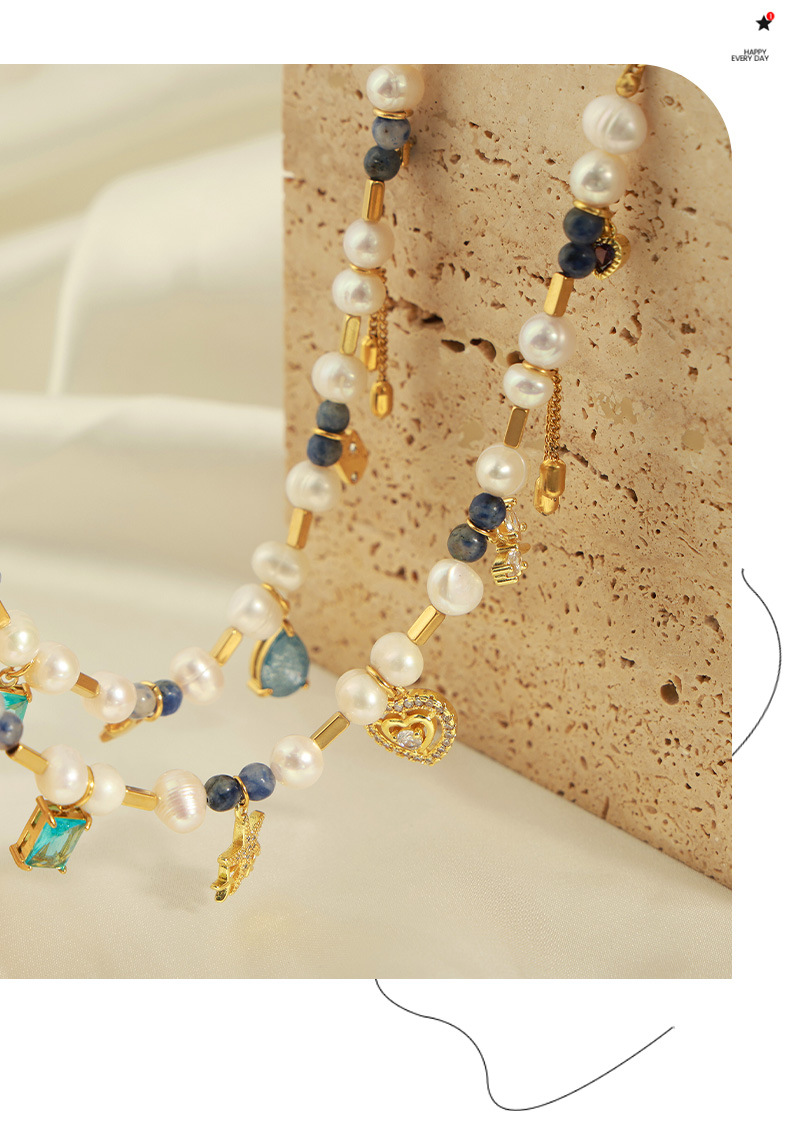 Geometric Pattern Unisex Gender Casual Simple Style Geometric Freshwater Pearl Titanium Steel Copper 18K Gold Plated Zircon Choker In Bulk