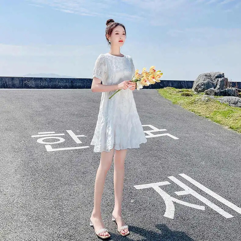 9267 dress Women's Summer 2024 New French Style Elegant White Short-sleeved Loose Slimming Gentle Style 9267 dress Women's Summer 2024 New French Style Elegant White Short-sleeved Loose Slimming Gentle Style