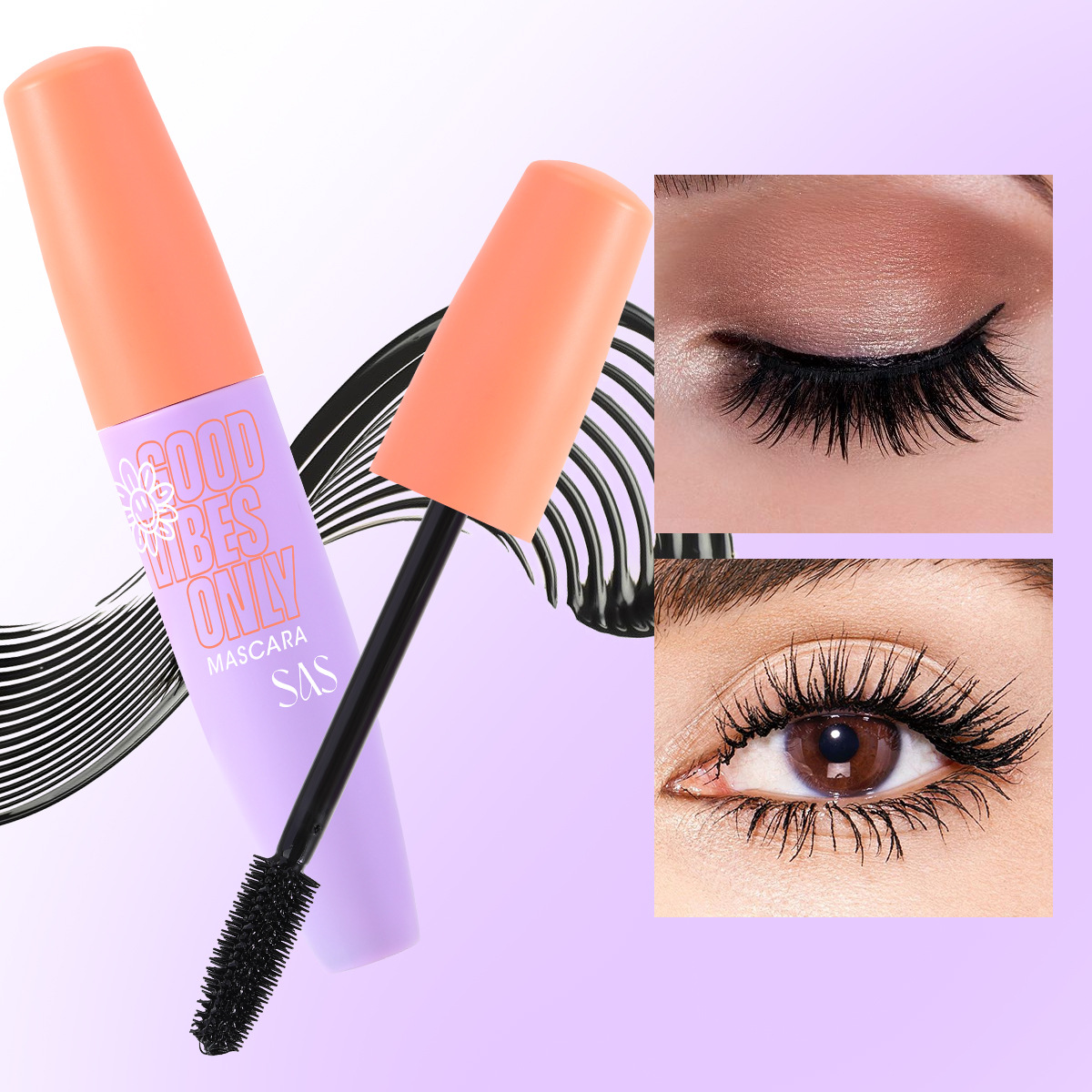 El rímel transfronterizo explosivo de USHAS Amazon es resistente al agua y no se mancha, largo y grueso, rizado SAC062