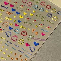 小紅書同項童趣味表情ネイルシール高颜値かわいいベアーdiy落書きレリーフ立体シール
