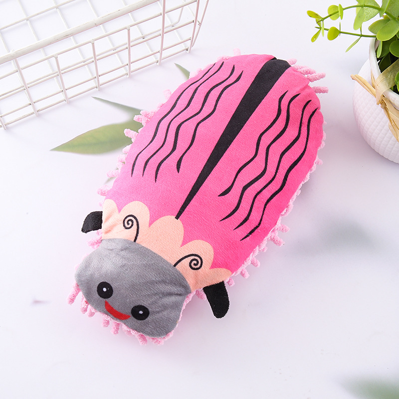 Suministros para mascotas trapeador creativo terciopelo animal escarabajo dibujos animados papel de sonido juguete de peluche rechinar dientes dientes juguetes para perros