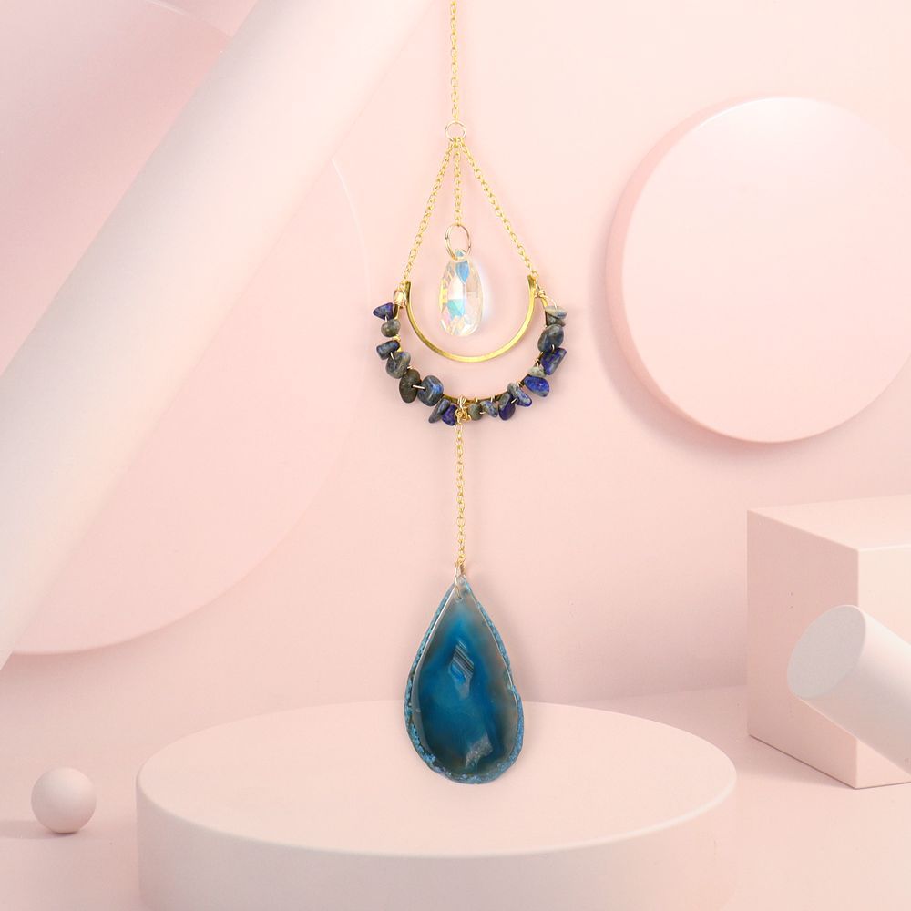 Pendentif Carillon Éolien En Cristal Naturel Moon Sun Catcher display picture 2