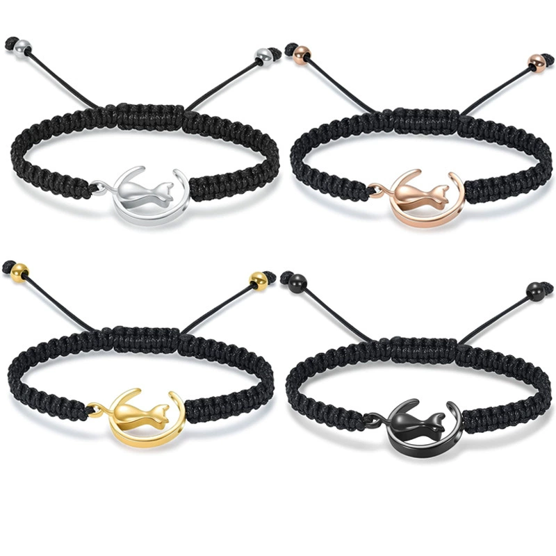 Плетеный браслет с магнитом, браслет из бисера, браслет для кремации, открывающийся браслет для праха, баночка для праха в форме котенка