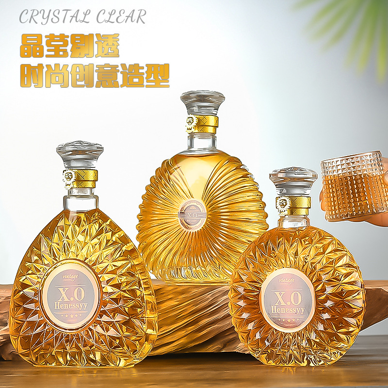 卸売 500 ミリリットルガラスワインボトル 0.5kg パックウォッカワインボトル XO ウイスキー赤ワインガラス空のワインボトル|undefined