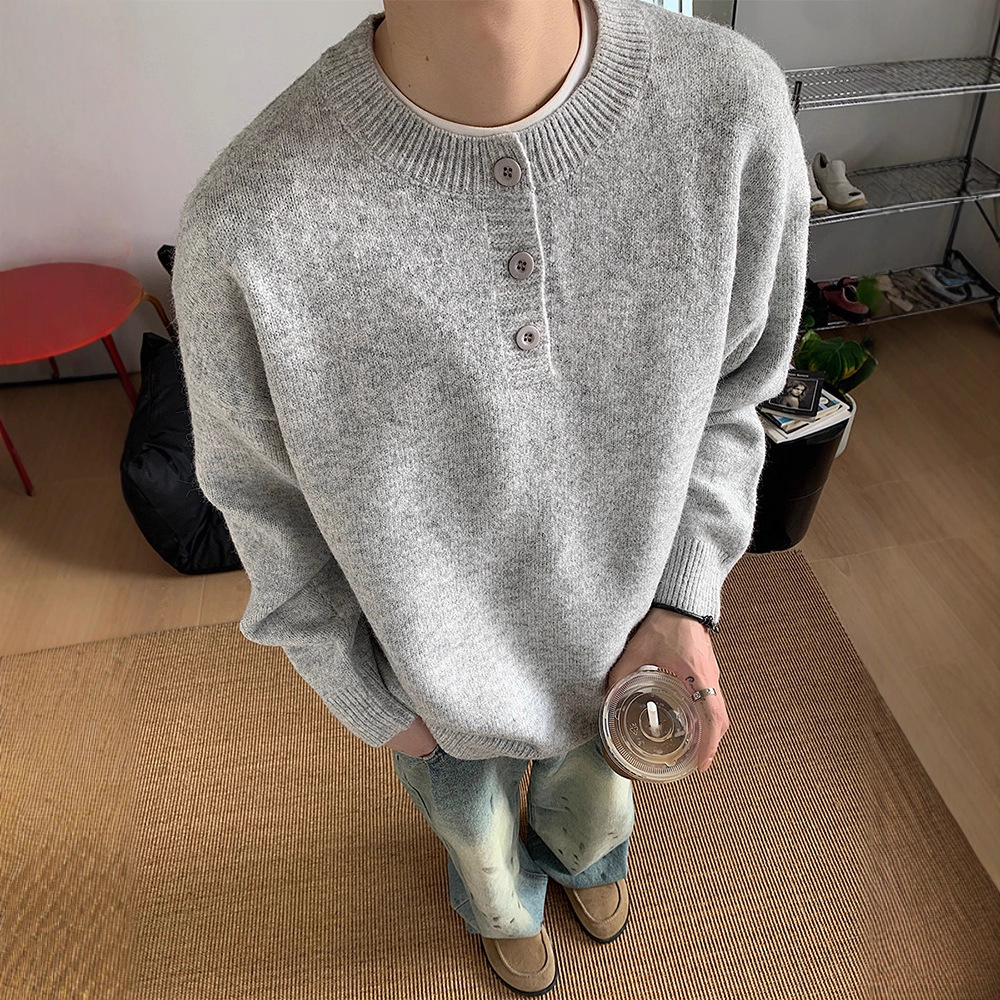 Direct Sale American Retro Henry Collar Sweater for Men, Autumn and Winter Style, Lazy Style, High-End Knitwear, Cleanfit Jacket