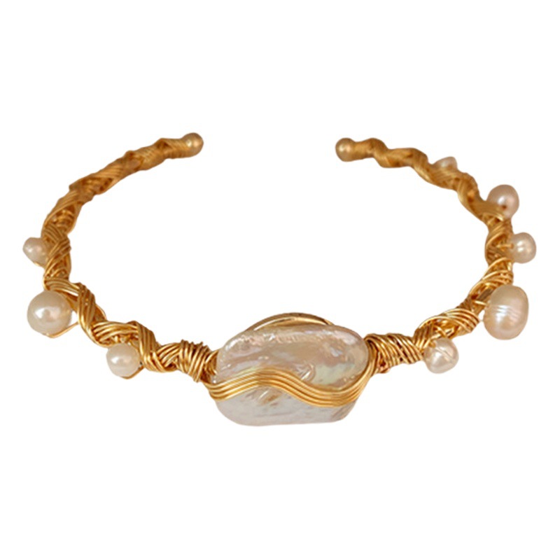 Sinuoso barroco perla pulsera abierta de moda Luz de lujo elegante alto sentido pulsera nueva pulsera al por mayor