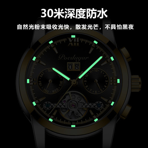 Swiss brand fully automatic mechanical watch waterproof fashionable luminous men's watch live foreign trade dropshipping