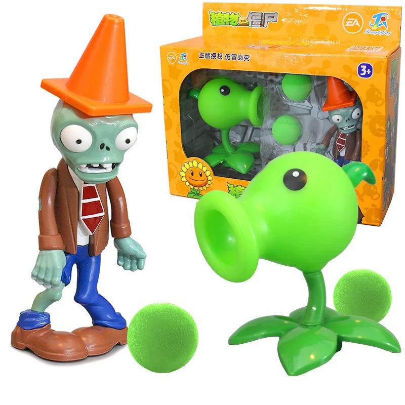 Juguetes de Plantas contra Zombis, juego completo de goma suave, lanzador de guisantes, juego para niños, regalo para niños, figuras