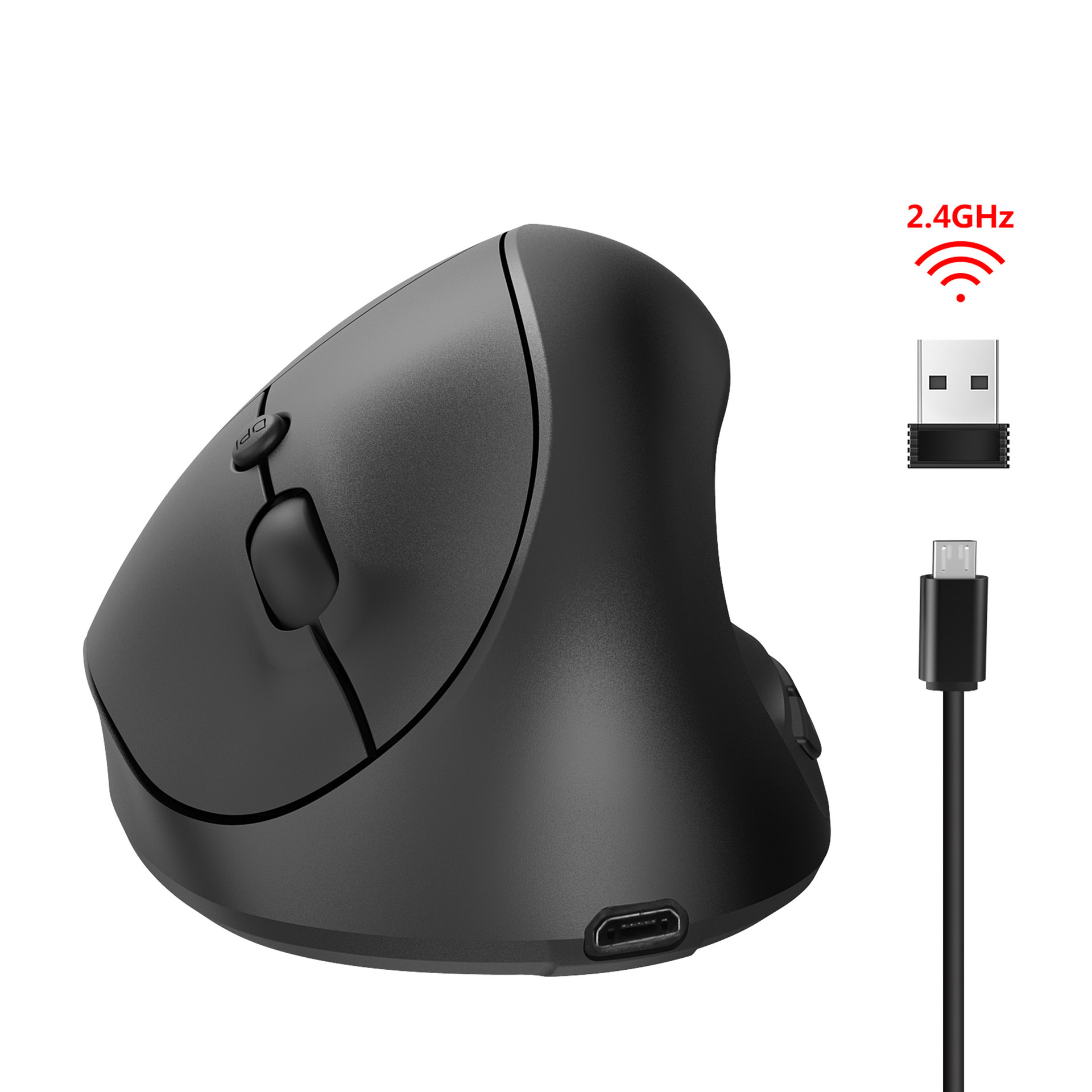 Dahili 600MA ergonomik MOUSE2400DPI ile şarj edilebilir yeni 2.4GHz kablosuz dikey fare_voghion.com
