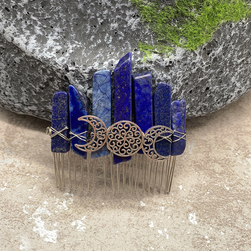 Fashion Color Block Moon Crown Natural Crystal Insert Comb 1 Piece display picture 2