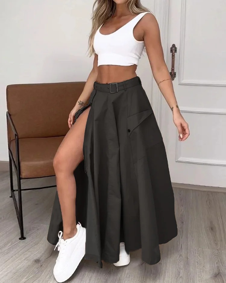 Daily Women's Elegant Solid Color Polyester Skirt Sets Skirt Sets display picture 4