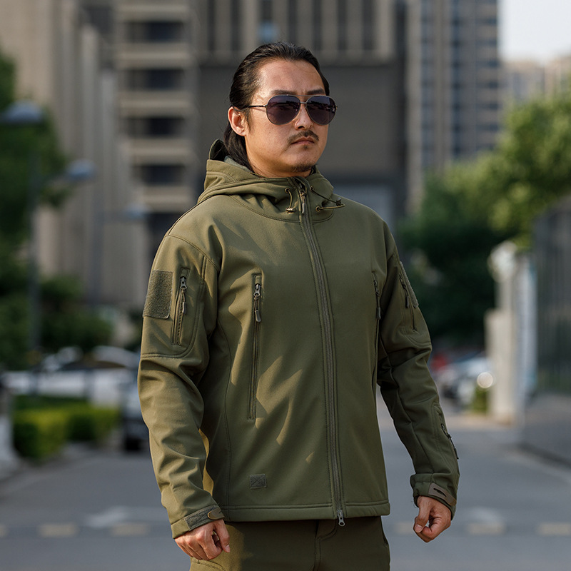 Shark Skin Soft Shell Jacket Camouflage Jacket Fleece Thickeneded Tactical Military Fan Jacket Hooded Mountaineering Jackettad Shark Skin Soft Shell Jacket Camouflage Jacket Fleece Thickeneded Tactical Military Fan Jacket Hooded Mountaineering Jackettad