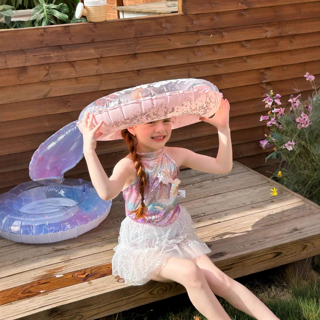 Детский купальник для девочек 2025, летний стиль, русалка, бикини, сетчатый, цельный