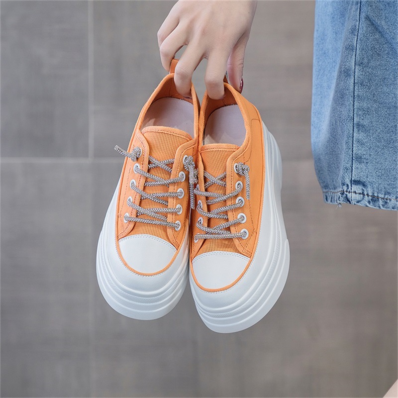 Giày sneaker nữ đế dày lưới thoáng khí tăng chiều cao mùa hè 2026 — M2227 Cam, M2227 Đen, M2227 Trắng