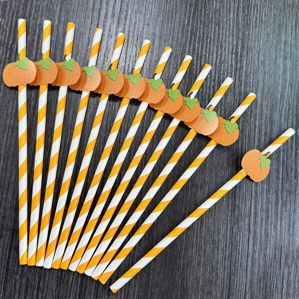 Inventario transfronterizo al por mayor Halloween creativo papilla paja calabaza decoración paja mesa de postres vestido botella de pudín inserto