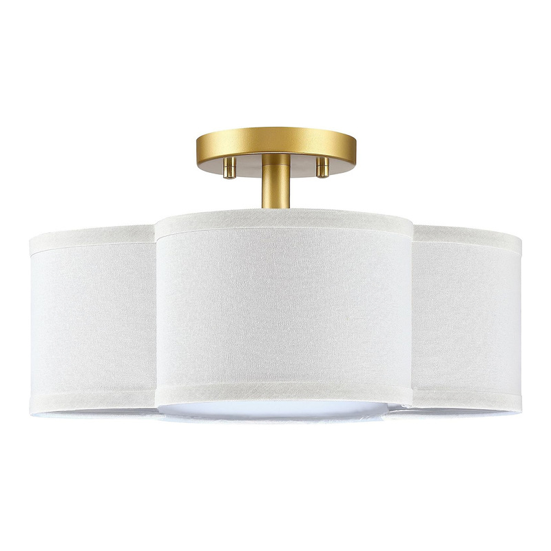 Semi-recessed Ceiling Light White Fabric Drum Linen Lampshade Bedroom Dining Room Corridor Living Room Corridor Chandelier