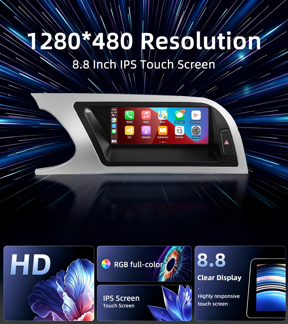 Car navigation central control screen suitable for Audi A4 RS4 B8 B8.5 8K Android reversing camera multimedia playback