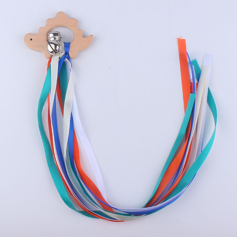 Nuevo bebé suministros de dibujos animados animal de madera anillo bebé creativo haya molar cinta mordedor sonajero juguete