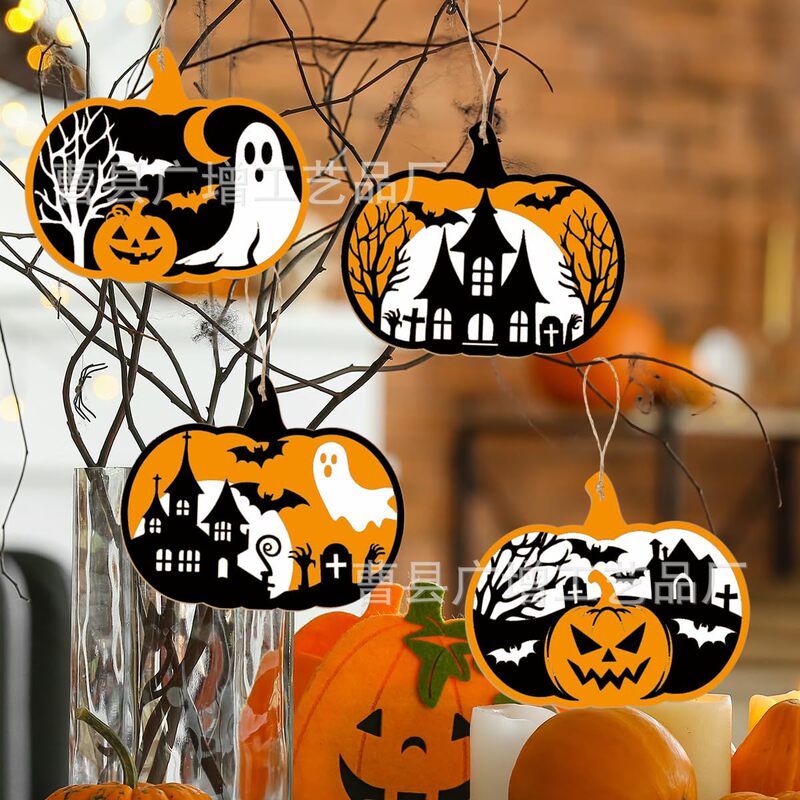 ハロウィーン木片カボチャ木装飾品カボチャ実木ストラップ装飾品手作りDIYハロウィーン装飾品|undefined