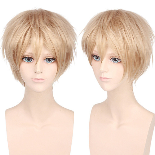Master Shengda cos wig boy reverse curly short hair color universal men's wig cosplay anime wig